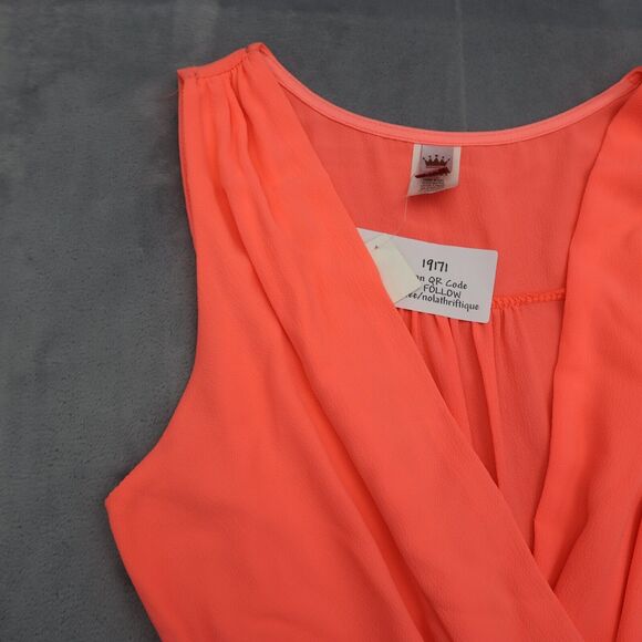 Coco Avante Romper Womens S Orange Sleeveless V Neck Ruffles Hem Pullover - Picture 10 of 16